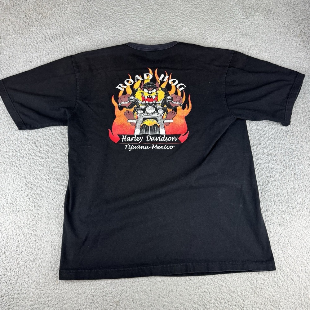 Harley Davidson Motorcycles Men's Tijuana Mexico Large T-shirt Taz USA Vintage
